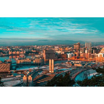 Lais Puzzle - Sonnenuntergang in schöner Architektur Oslo Stadt Norwegen - 2.000 Teile