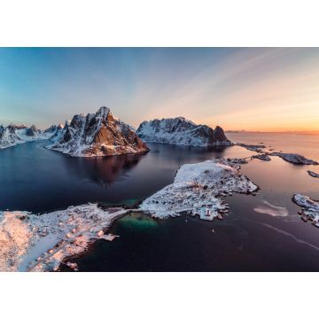 Lais Puzzle - Sonnenaufgang auf den Lofoten ist eine Inselgruppe mit einem Fischerdorf an der Küste im Winter in Norwegen - 1.000 Teile