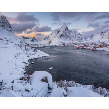 Lais Puzzle - Blick auf die beeindruckende Winterlandschaft der Lofoten mit Bergen und Fjorden im wunderschönen goldenen Morgenlicht bei Sonnenaufgang, Norwegen - 40, 100, 200, 500, 1.000 & 2.000 Teile