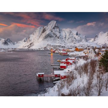 Lais Puzzle - Blick auf die fantastische Winterlandschaft der Lofoten mit Bergen und Fjorden in schönem goldenen Morgenlicht bei Sonnenaufgang, Norwegen - 40, 100, 200, 500, 1.000 & 2.000 Teile