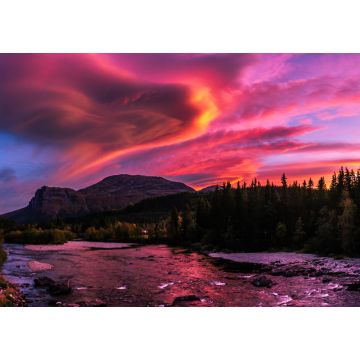 Lais Puzzle - Der Sonnenuntergang in den Bergen, farbiger Himmel, Norwegen, Hemsedal - 1.000 Teile