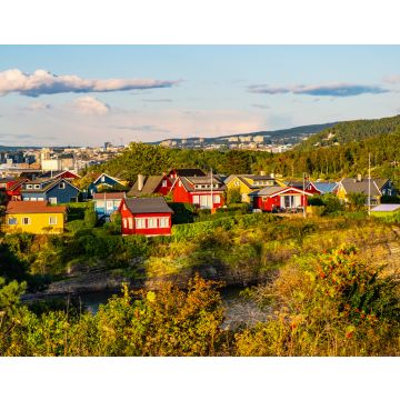 Lais Puzzle - Panoramablick auf die Insel Nakholmen im Hafen von Oslofjord mit Sommerhäusern am Ufer im Frühherbst bei Oslo, Norwegen - 40, 100, 200, 500, 1.000 & 2.000 Teile