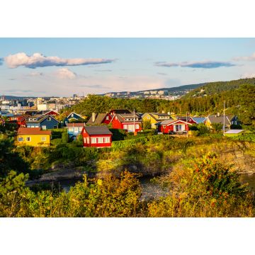 Lais Puzzle - Panoramablick auf die Insel Nakholmen im Hafen von Oslofjord mit Sommerhäusern am Ufer im Frühherbst bei Oslo, Norwegen - 1.000 Teile