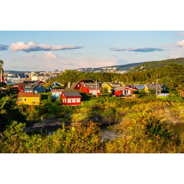 Lais Puzzle - Panoramablick auf die Insel Nakholmen im Hafen von Oslofjord mit Sommerhäusern am Ufer im Frühherbst bei Oslo, Norwegen - 2.000 Teile