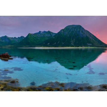 Lais Puzzle - Farbenfroher Sonnenuntergang über den norwegischen Fjorden im Lofoten-Archipel, Lofoten, Norwegen - 1.000 Teile