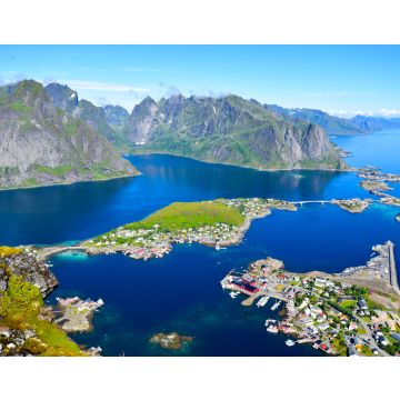 Lais Puzzle - Atemberaubender Aussichtspunkt auf Berge und blaues Meer bei Reinebringen, Lofoten-Inseln - 40, 100, 200, 500, 1.000 & 2.000 Teile