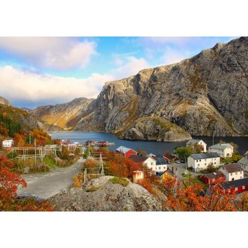 Lais Puzzle - Ein schönes norwegisches Dorf in den Fjorden im Herbst - 1.000 Teile
