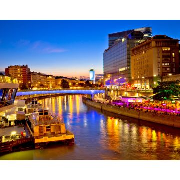 Lais Puzzle - Wien Stadt modernes Flussufer Abendansicht - 40, 100, 200, 500, 1.000 & 2.000 Teile