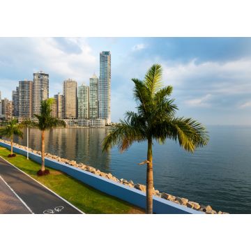 Lais Puzzle - Blick auf das Finanzviertel in der Innenstadt von Panama, Panama, mit einem Radweg und Palmen; Konzept für Reisen in Panama - 1.000 Teile