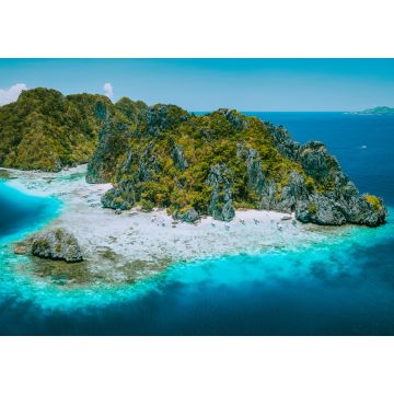 Lais Puzzle - Drohnenaufnahme der tropischen Insel Shimizu und des unberührten Strandes im blauen Ozean von El Nido, Palawan, Philippinen. Der schönste und berühmteste Naturpark, der Marine Reserve Park, muss gesehen werden - 1.000 Teile