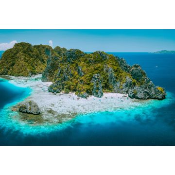 Lais Puzzle - Drohnenaufnahme der tropischen Insel Shimizu und des unberührten Strandes im blauen Ozean von El Nido, Palawan, Philippinen. Der schönste und berühmteste Naturpark, der Marine Reserve Park, muss gesehen werden - 2.000 Teile