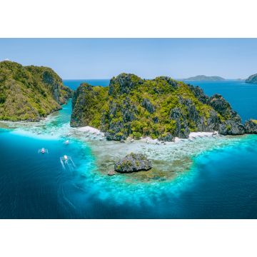 Lais Puzzle - Luftaufnahme der tropischen Insel Shimizu mit steilen Felsen und weißem Sandstrand in blauem Wasser El Nido, Palawan, Philippinen - 1.000 Teile