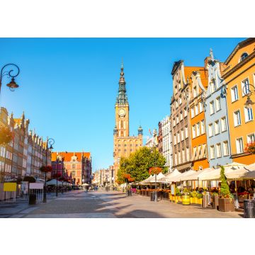 Lais Puzzle - Morgenblick auf die zentrale Straße mit Rathaus im Zentrum der Altstadt von Danzig, Polen - 500, 1.000 & 2.000 Teile