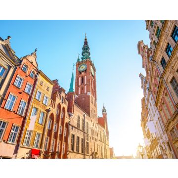 Lais Puzzle - Morgens Blick auf die zentrale Straße mit dem Rathaus im Zentrum der Altstadt von Danzig, Polen - 40, 100, 200, 500, 1.000 & 2.000 Teile