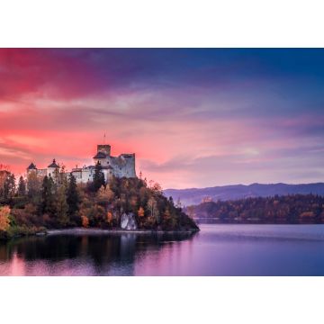 Lais Puzzle - Schönes Schloss am See in der rosa Abenddämmerung, Polen - 1.000 Teile