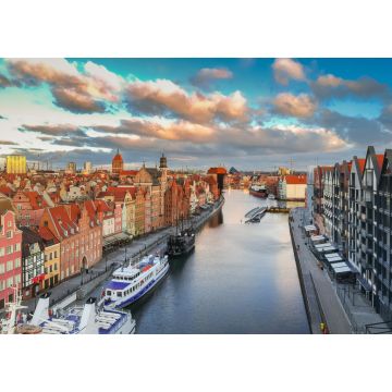 Lais Puzzle - Luftaufnahme der Altstadt von Danzig über dem Fluss Motlawa bei Sonnenaufgang, Polen - 1.000 Teile