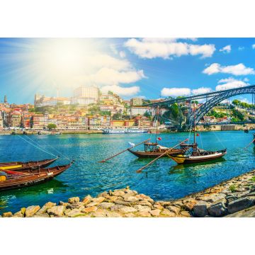 Lais Puzzle - Brücke Dom Luis I. und traditionelle Boote auf dem Fluss Rio Douro in Porto, Portugal - 1.000 Teile