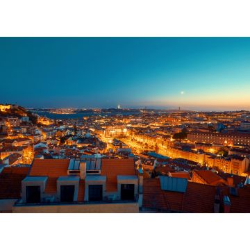 Lais Puzzle - Lissabon beleuchtete Stadt bei Sonnenuntergang blaue Stunde - 1.000 Teile