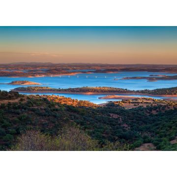 Lais Puzzle - Portugal, Monsaraz. Blick von den Festungsmauern auf den Fluss Guadiana bei Sonnenuntergang - 1.000 Teile