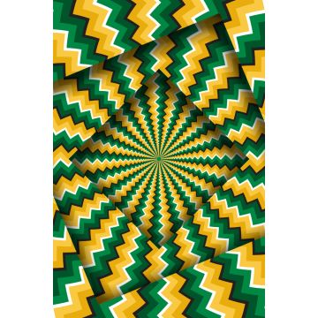 Lais Puzzle - Abstrakte gedrehte Rahmen mit einem rotierenden grün-gelben Zickzack-Muster. Optische Täuschung - 2.000 Teile