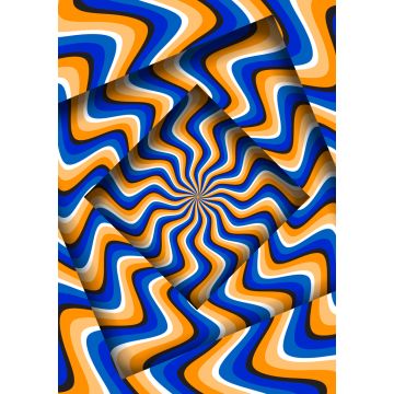 Lais Puzzle - Abstrakte gedrehten Rahmen mit einer rotierenden blau-orange gebogenen Streifen Muster. Optische hypnotische Illusion  - 1.000 Teile