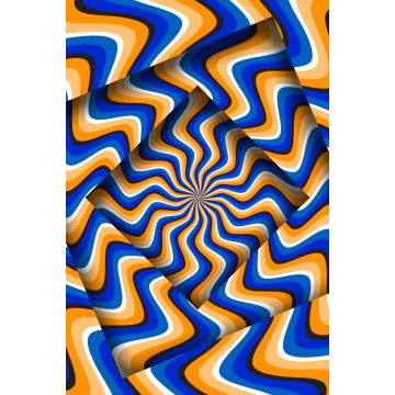 Lais Puzzle - Abstrakte gedrehten Rahmen mit einer rotierenden blau-orange gebogenen Streifen Muster. Optische hypnotische Illusion  - 2.000 Teile