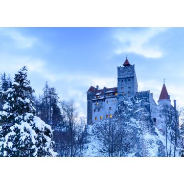 Lais Puzzle - Schöne und traditionelle Architektur des berühmten Dracula-Schlosses von Bran in der Wintersaison, in der Region Brasov, Rumänien - 1.000 Teile