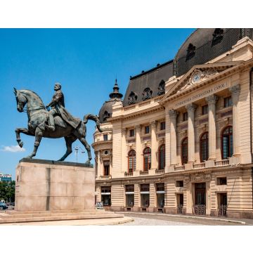 Lais Puzzle - Das bronzene Reiterstandbild von König Carol dem Ersten und der Universität auf dem Revolutionsplatz der rumänischen Hauptstadt - 40, 100, 200, 500, 1.000 & 2.000 Teile
