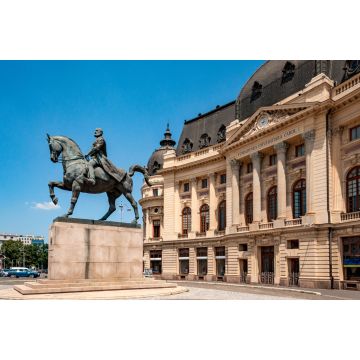 Lais Puzzle - Das bronzene Reiterstandbild von König Carol dem Ersten und der Universität auf dem Revolutionsplatz der rumänischen Hauptstadt - 2.000 Teile
