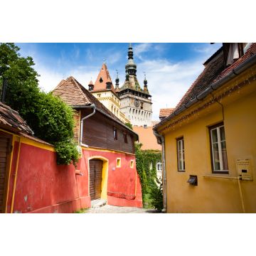 Lais Puzzle - Schöne bunte Straße in Sighisoara im typischen traditionellen Stil. Sighisoara ist der Ort, an dem Dracula geboren wurde - 2.000 Teile