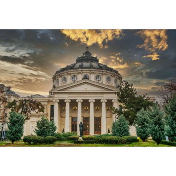 Lais Puzzle - Rumänisches Atheneum, eine wichtige Konzerthalle und ein Wahrzeichen in Bukarest, Rumänien. Sonnenuntergang - 2.000 Teile