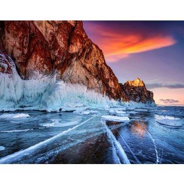 Lais Puzzle - Berglandschaft bei Sonnenuntergang mit natürlichem Eisbruch im gefrorenen Wasser des Baikalsees, Sibirien, Russland - 40, 100, 200, 500, 1.000 & 2.000 Teile
