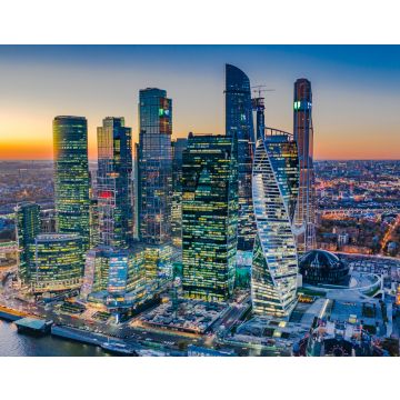 Lais Puzzle - Luftaufnahme von Moskau City Skyline und Wolkenkratzer Bau Architektur, Moskau City internationalen Geschäfts-und Finanzzentrum bei Sonnenuntergang mit Moskau Fluss, Russland - 40, 100, 200, 500, 1.000 & 2.000 Teile