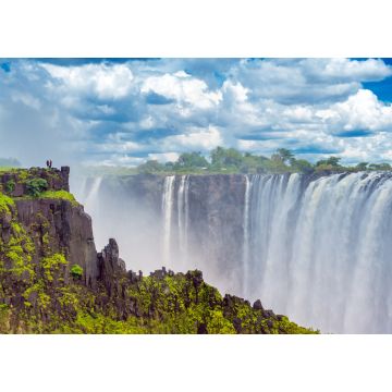 Lais Puzzle - Panoramablick mit dramatischen Wolken und Wasserfall an den Victoriafällen am Sambesi, Simbabwe, Sambia - 1.000 Teile