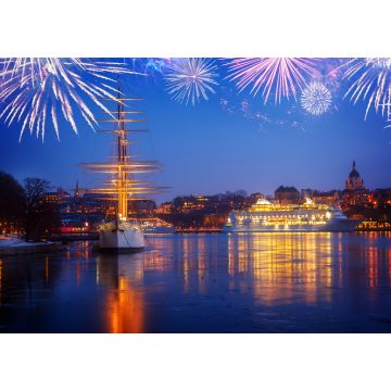 Lais Puzzle - Nächtliche Skyline von Skeppsholmen und Sodermalm in Stockholm mit Fiewerken, Schweden - 1.000 Teile