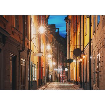 Lais Puzzle - Stockholm, Schweden. Nachtansicht der traditionellen Stockholmer Straße. Wohngebiet, gemütliche Straße im Stadtzentrum. Baggensgatan Straße im historischen Viertel Gamla Stan - 1.000 Teile