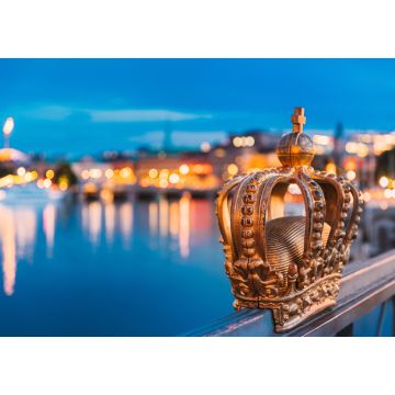 Lais Puzzle - Stockholm, Schweden. Skeppsholmsbron - Skeppsholm Brücke mit seiner berühmten goldenen Krone in der Nacht Lichter. Berühmter beliebter Ort Wahrzeichen Ziel. Skandinavien Reisen - 1.000 Teile