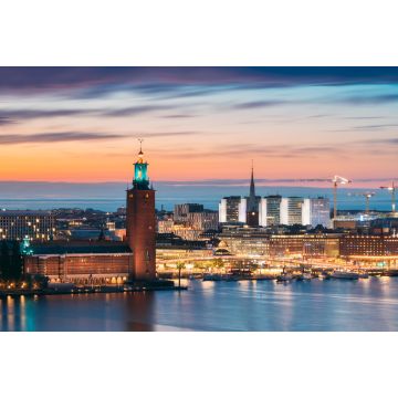 Lais Puzzle - Stockholm, Schweden. Scenic Skyline Blick auf den berühmten Turm von Stockholm City Hall und St. Clara oder Saint Klara Kirche - 2.000 Teile