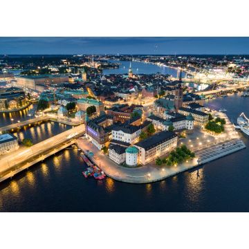 Lais Puzzle - Stockholms Altstadt (Gamla Stan) beleuchtetes Stadtbild bei Nacht in Schweden - 1.000 Teile