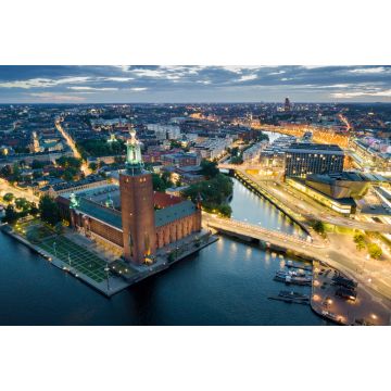 Lais Puzzle - Luftaufnahme des Stockholmer Rathauses und beleuchtetes Stadtbild bei Nacht in Stockholm, Schweden - 2.000 Teile