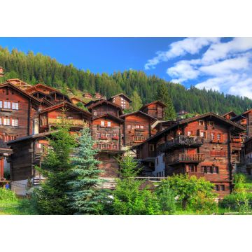 Lais Puzzle - Schönes Stadtbild des Alpendorfs Grimentz, Schweiz, mit traditionellen Holzhäusern im Sommer - 1.000 Teile
