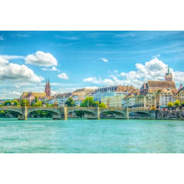 Lais Puzzle - Basler Münster und Sankt-Martin-Kirche hinter der mittleren Brücke in Basel, Schweiz - 2.000 Teile