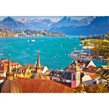 Lais Puzzle - Vierwaldstättersee und Luzern Stadtbild mit Alpen im Hintergrund - 1.000 Teile