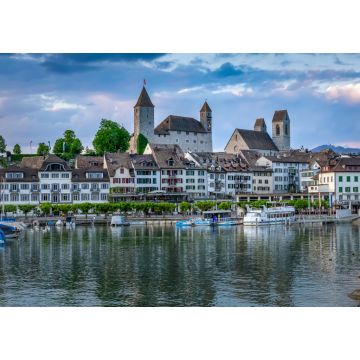 Lais Puzzle - Blick auf den Rapperswiler Hafen und die von Schloss und Stadtpfarrkirche dominierte Altstadt, Rapperswil-Jona, St. Gallen, Schweiz - 1.000 Teile