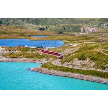 Lais Puzzle - Bernina Express am Weißen See in Ospizio Bernina, Engadin, Schweiz - 2.000 Teile