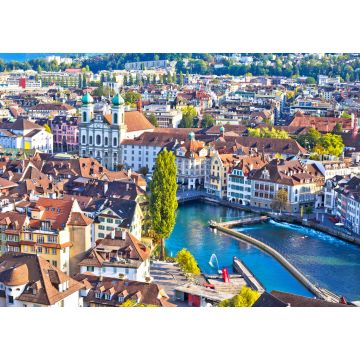 Lais Puzzle - Panoramablick auf die Stadt Luzern und den Fluss Reuss - 1.000 Teile