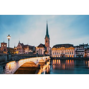 Lais Puzzle - Blick auf das historische Stadtzentrum von Zürich mit den berühmten Kirchen Fraumünster und Grossmünster und dem Fluss Limmat am Zürichsee, Kanton Zürich, Schweiz - 2.000 Teile