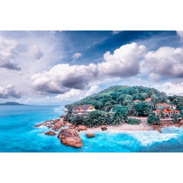 Lais Puzzle - La Digue, Seychellen. Luftaufnahme von Anse Patates bei Sonnenuntergang - 2.000 Teile