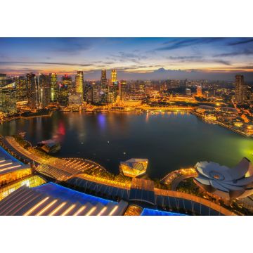 Lais Puzzle - Singapur Stadt und Marina Bay in der Abenddämmerung - 1.000 Teile