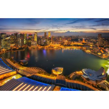 Lais Puzzle - Singapur Stadt und Marina Bay in der Abenddämmerung - 2.000 Teile